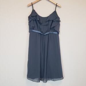 Davids Bridal Graphite Cold Shoulder Crinkle Chiffon Bridesmaid Dress Womens 14